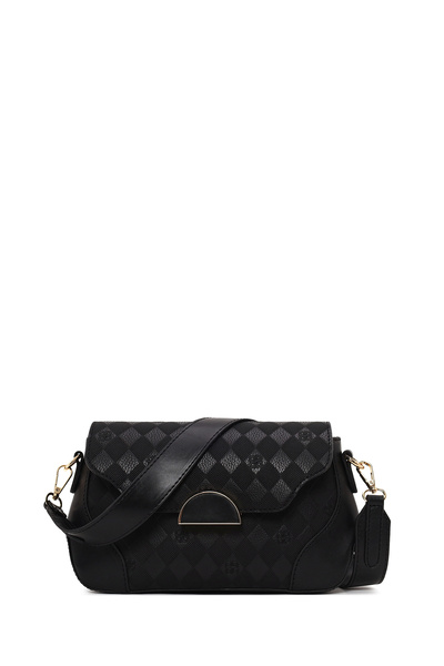 Derimod Women's Black Printed Shoulder Bag Wb500006Sb