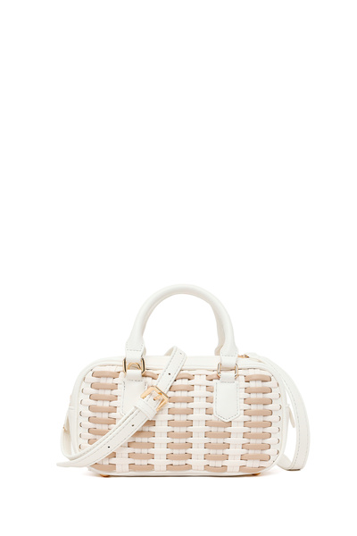 Derimod Women's White Long Strap Braided Mini Shoulder Bag 26Sbd249629