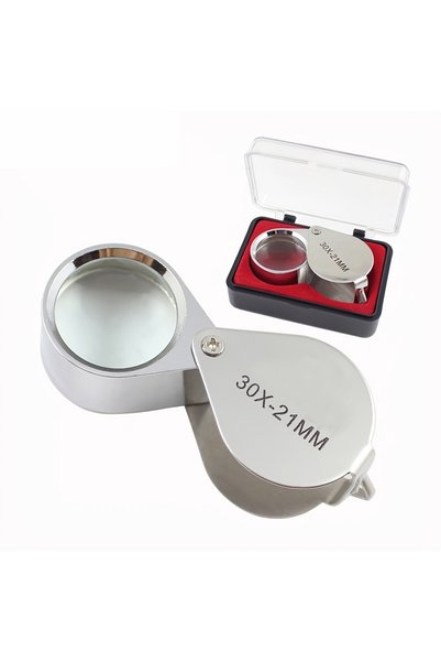 Choice Silver 30X Folding Jewelry Loupe Portable Magnifying Glass Pocket Size...