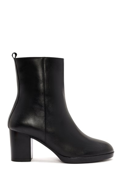 Derimod Women's Black Leather Zip-Up Boots with Platform and Thick Heel WF410...