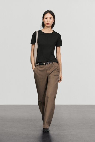 Massimo Dutti Ribana detaylı kısa kollu tişört