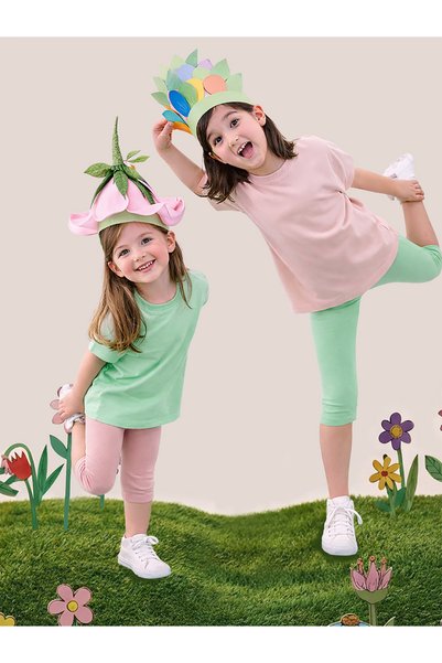 MSHB&G Girls' Leggings 2-Pack Cotton Pink and Mint Leggings Summer