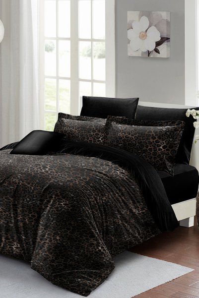 MonoHome Leopard Patterned Premium Cotton Satin Duvet Cover Set – Double Size...