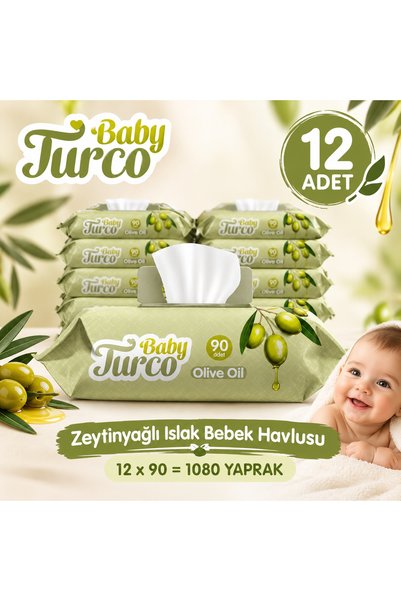 Genel Markalar BabyTurco Zeytinyağlı Islak Bebek Havlusu 12x90 Adet