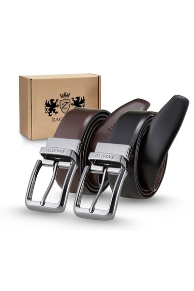 zagatto Curea bărbătească din piele naturală ZG1053, reversibilă 2 în 1 negru...