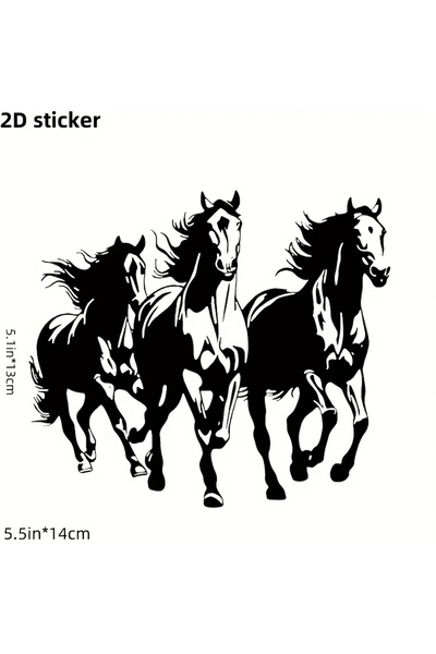 Choice black Black and White Running Horse Sticker，Premium Vinyl Waterproof S...