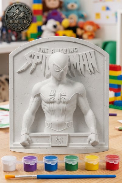 Craft3D Atölye Örümcek Adam 15 cm Taş Biblo Figür Boyama Seti+ 6 Ana Renk Boy...
