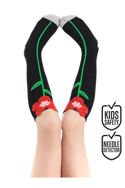 MSHB&G Șosete Poppy Floral Fată Negru
