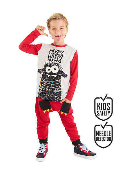 Denokids Πρωτοχρονιάτικο κοστούμι για αγόρι δύο τεμάχια Monster B με τύπωμα 3...
