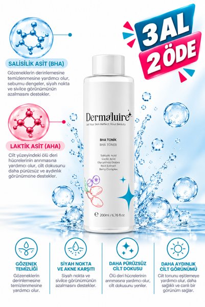 Dermaluire تونيك بي إتش إيه، 200 مل – تونيك للوجه يحتوي على حمض الساليسيليك، ...