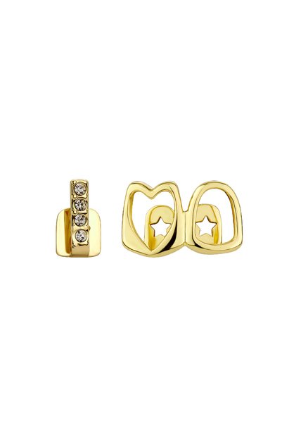 Choice5 golden-2pcs B Golden Grillz Tooth Jewelry Set for Men and Women, Copp...