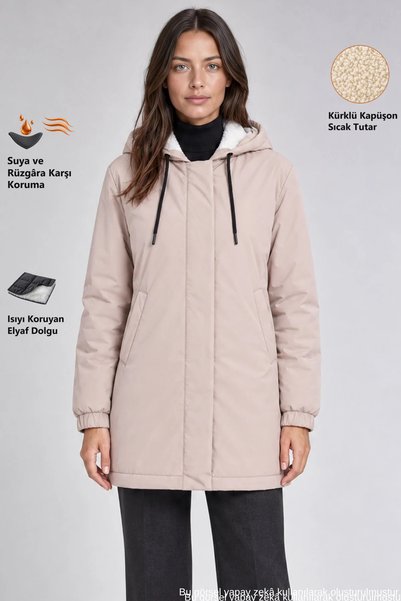 Freemen Women's Elastic Waist Pockets Fur Lined Water and Windproof Cold Resi...