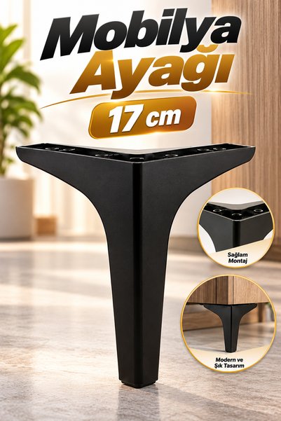 NZB Lüks Mobilya Kanepe Sehpa Tv Ünitesi Koltuk Ayağı 17 Cm Siyah Baza Ayak