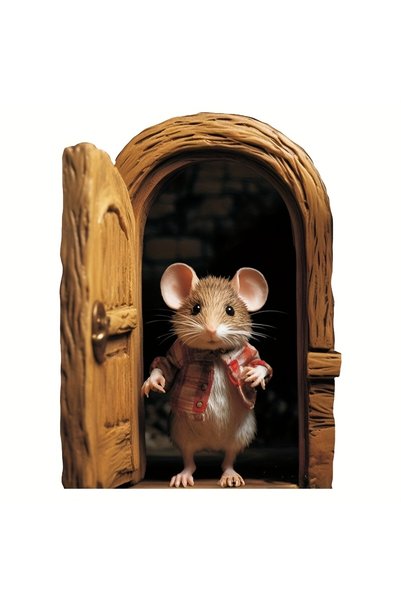 Choice 9.1x6.8cm UVLS705 1pc Mouse Open Door Sticker Mouse Home Decorative Wa...