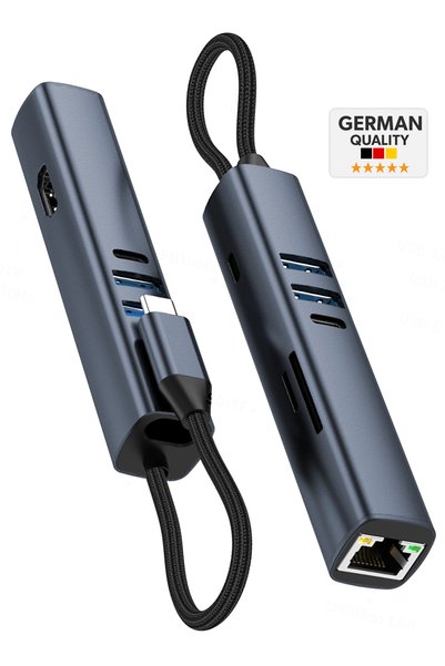 woyax 7 in 1 Type-C USB Hub Çoklayıcı Dönüştürücü Converter 4K 30Hz HDMI 100W PD USB-A USB-C SD/TF Kart Okuyucu Ethernet Laptop Tablet