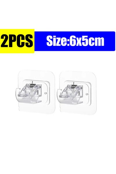 choice2 Clear-2pcs Adjustable Curtain Rod Clip SelfAdhesive Clamp Hook Curtai...