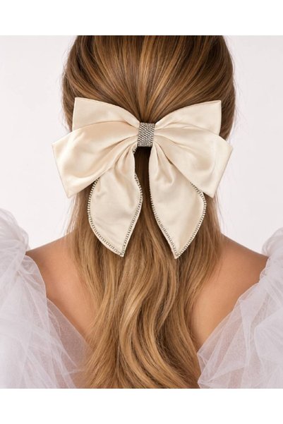 MD Moda Accessories مشبك شعر فاخر من الساتان مزين بحجر مطرز