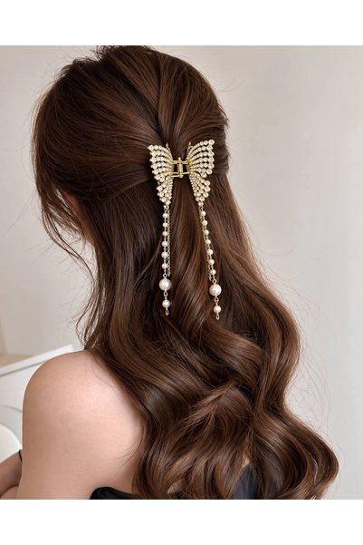 MD Moda Accessories مشبك شعر مزين بحجر الزركون واللؤلؤ