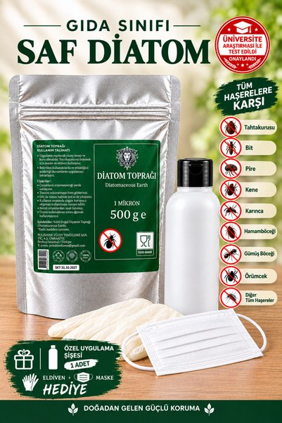 POLİSHİNE Doğal Diatom Toprağı Saf 500GR / Tahtakurusu, Bit ve Parazit Tozu Y...