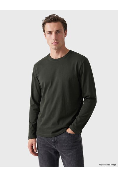 LC Waikiki LCWAIKIKI Classic Green Jersey Plain Standard & Regular Long-Sleev...
