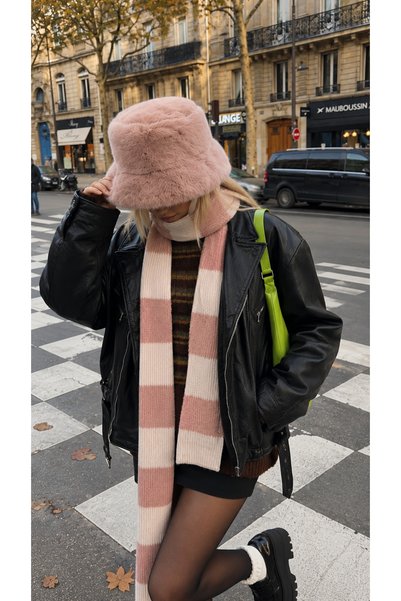 Luminos Butik Kadın Pembe Peluş Bucket Şapka Spk1102-1
