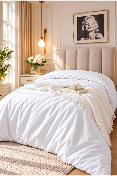 Madame Cotton Beyaz Nevresim Kılıfı & Beyaz Yorgan Kılıfı Tek Kişilik