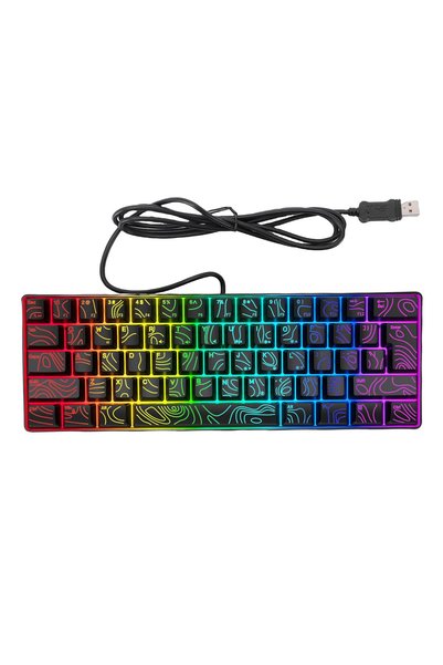 Plyisty لوحة مفاتيح ميكانيكية للألعاب، سلكية USB، 61 مفتاحًا، لوحة مفاتيح ألع...