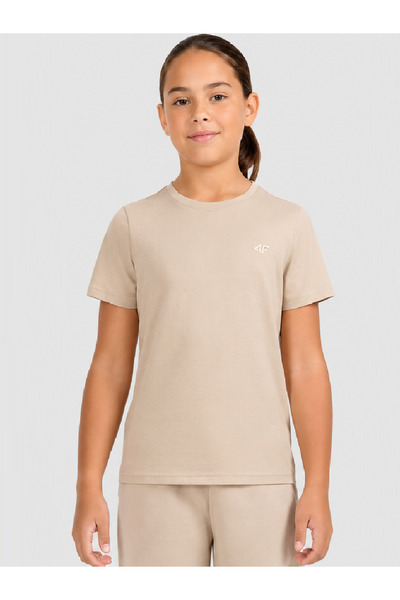 4F Tricou pentru fete F3528 - Bluză cu mânecă scurtă și guler rotund - Îmbrăcăminte casual de zi cu zi - Articole vestimentare de zi cu zi