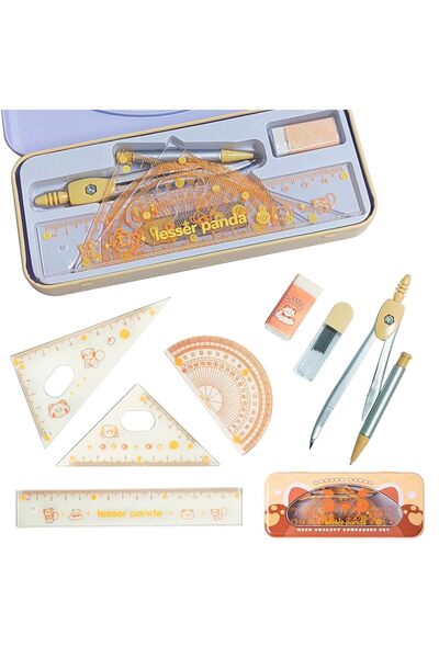 TERRIFI Geometry Set for Students and Teachers Math Kit with Compass Protract...