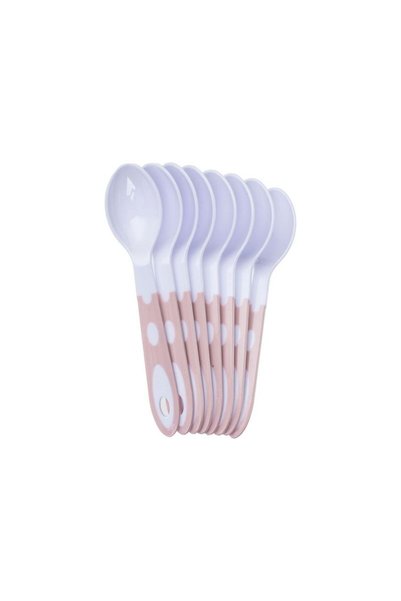 Jumbo Lingurite Reutilizabile din Plastic Alb cu Maner Nude 18cm - 8buc