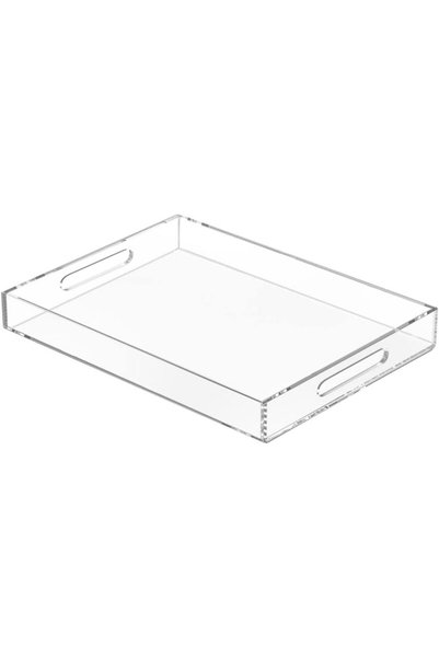 Generic صينية تقديم شفافة مقاس 12×16 بوصة - مقاومة للانسكاب - صينية أكريليك ز...