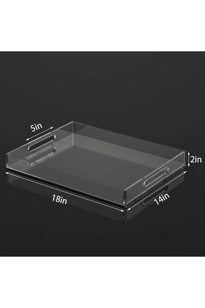 Slasa Acrylic Serving Tray -Spill Proof- Clear Decorative Organiser Ottoman C...