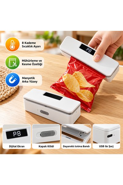 teknohediye SUNUP USB ŞARJLI DİJİTAL EKRANLI AMBALAJ POŞET KAPATMA MAKİNESİ (...
