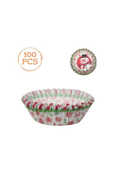 Jumbo Christmas Snowman Cupcake Paper Baking Molds 10.5cm - 100pcs
