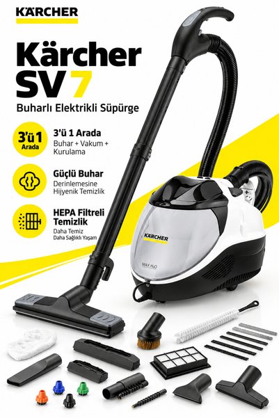 Karcher Kärcher Premium Buharlı Elektrikli Süpürge 2200 W 4 Bar Buhar Basıncı...