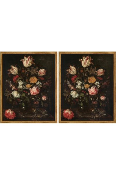 Generic Vintage Framed Floral Wall Art Decor, Bathroom Dark Flower Bouquet Re...