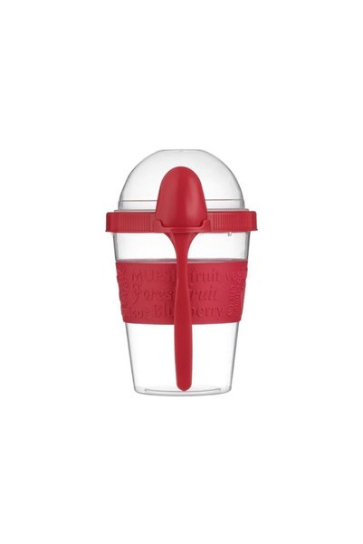 Jumbo Caserolă din plastic pentru gustări la pachet cu Lingura Rosie 600ml
