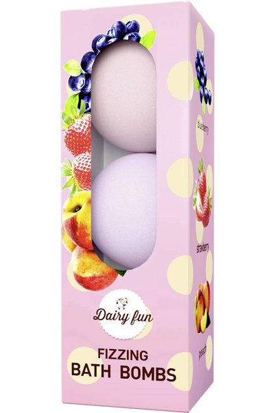 Dairy Fun Bombe de baie cu afine + căpșuni + piersici, 3 buc