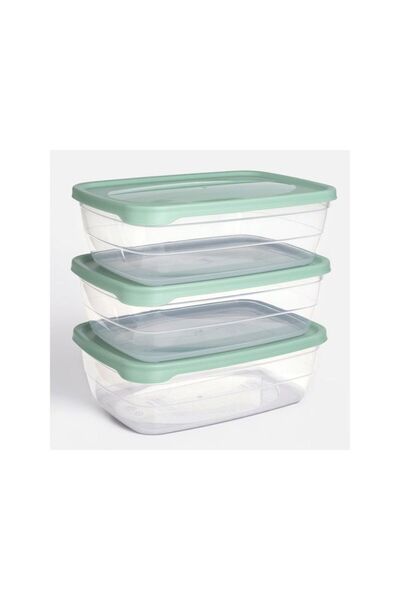 Jumbo Caserole pentru Alimente Transparente cu Capac Verde Menta 2L - 3buc
