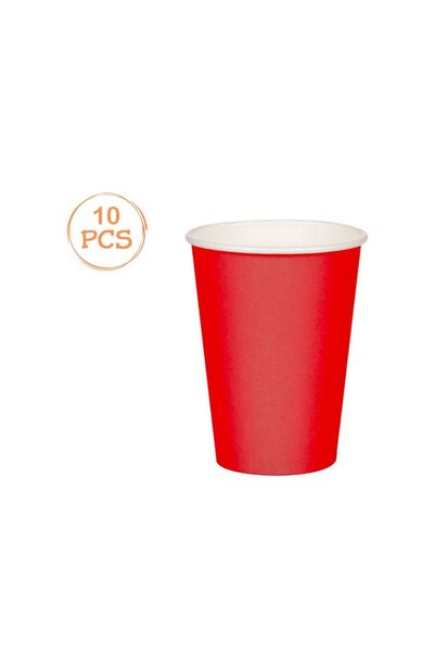Jumbo Pahare de Carton Rosii 270ml -10buc