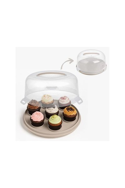 Jumbo Suport Rotund din Plastic Bej pentru Chec 2in1 Ø28x14.5cm