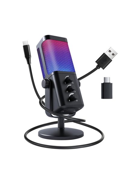 VCOM ميكروفون USB للألعاب، ميكروفون مكثف ديناميكي للبودكاست والبث المباشر، مع...