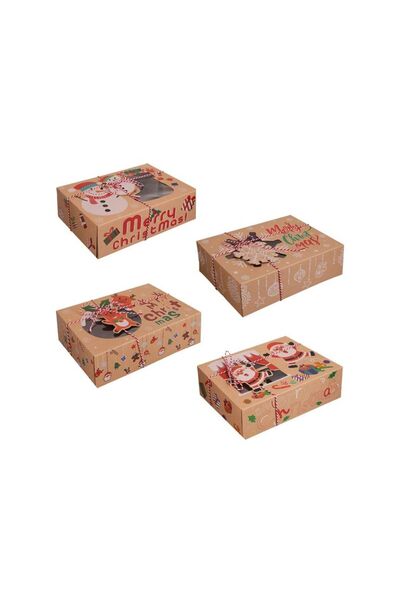 Jumbo Cutii de Carton Kraft cu Fereastra & Siret pentru Dulciuri de Craciun 2...