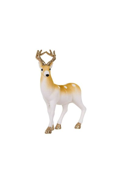 Jumbo Figurina Decorativa de Craciun Ren Catifelat cu Glitter Bej 38cm