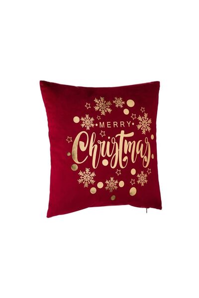 Jumbo Perna Decorativa de Craciun Bordo Velvet cu Folie Aurie Merry Christmas...