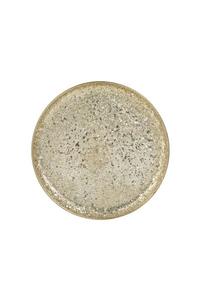 Jumbo Platou Metalic Decorativ Bej cu Model Mozaic Ø30cm