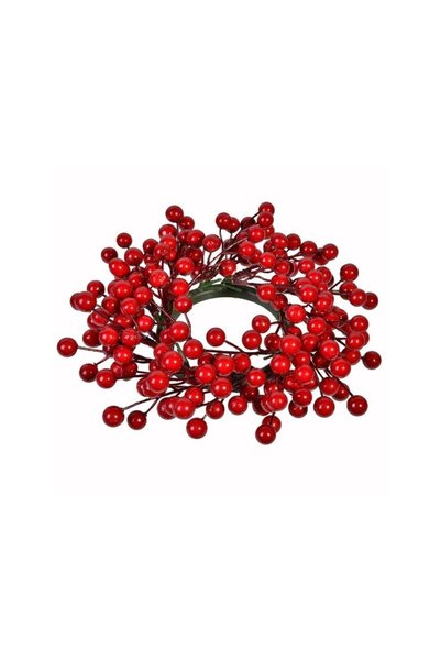 Jumbo Inel Decorativ de Craciun pentru Lumanari Pomusoare Rosii 22cm