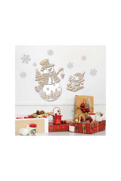 Jumbo Autocolante Decorative de Craciun Om de Zapada Pinguin Fulgi Bej Sampan...