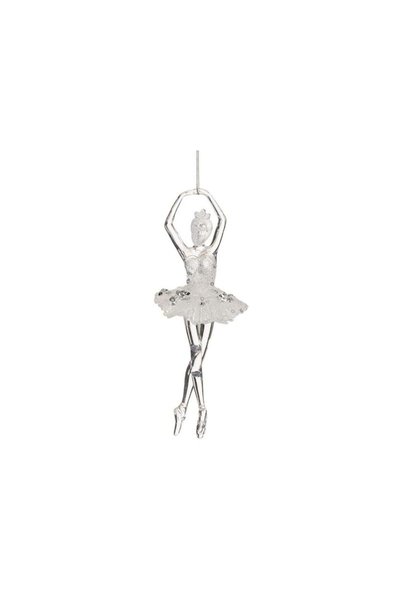 Jumbo Ornament Brad de Craciun Balerina Transparenta Glitter 17cm