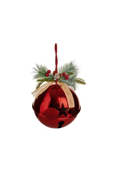 Jumbo Clopot Decorativ de Craciun Ø20cm cu Ramura & Pomusoare